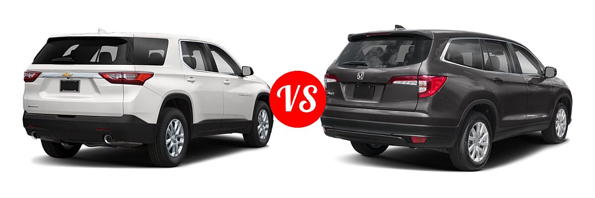2019 Chevrolet Traverse SUV L / LS vs. 2019 Honda Pilot SUV LX - Rear Right Comparison