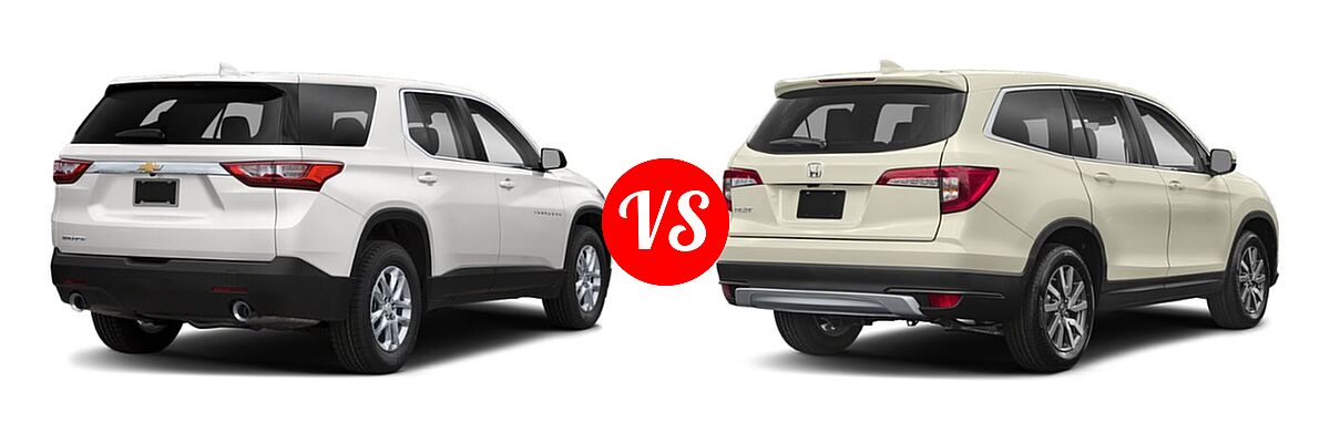 2019 Chevrolet Traverse SUV L / LS vs. 2019 Honda Pilot SUV EX-L - Rear Right Comparison