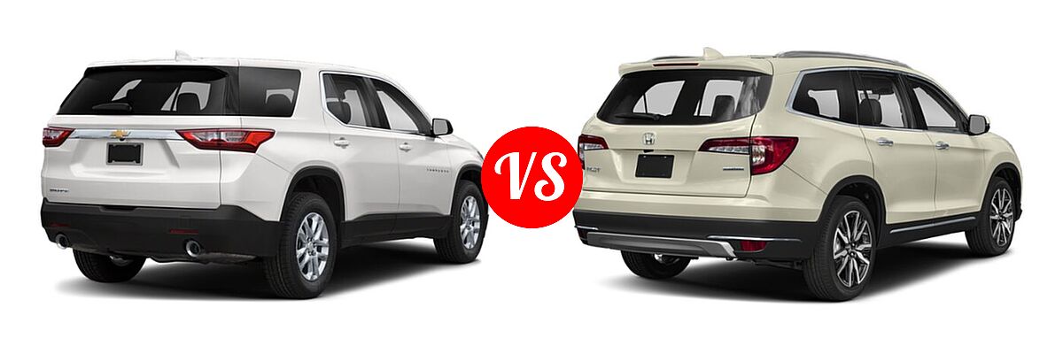 2019 Chevrolet Traverse SUV L / LS vs. 2019 Honda Pilot SUV Touring 7-Passenger - Rear Right Comparison