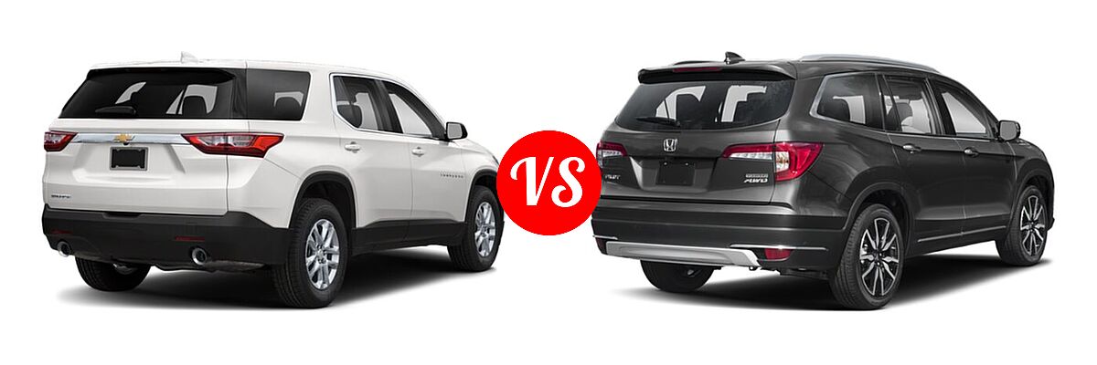2019 Chevrolet Traverse SUV L / LS vs. 2019 Honda Pilot SUV Touring 8-Passenger - Rear Right Comparison