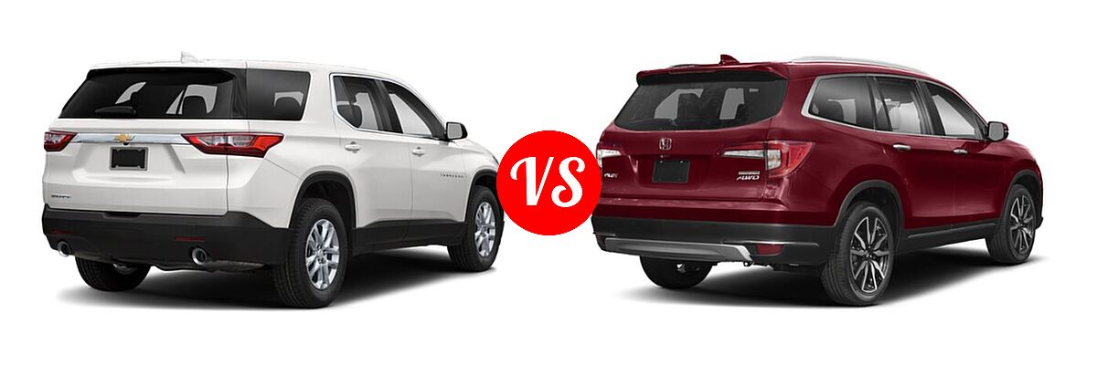 2019 Chevrolet Traverse SUV L / LS vs. 2019 Honda Pilot SUV Touring 7-Passenger - Rear Right Comparison