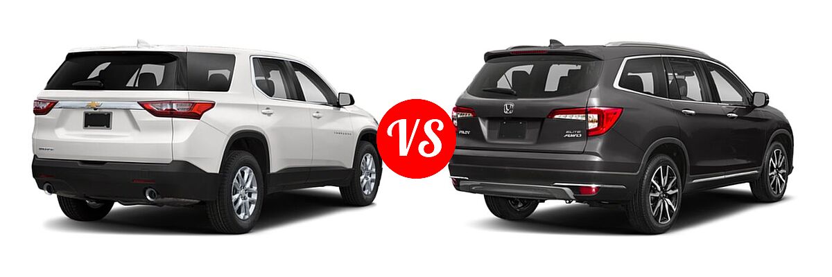 2019 Chevrolet Traverse SUV L / LS vs. 2019 Honda Pilot SUV Elite - Rear Right Comparison
