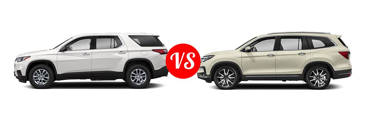 2019 Chevrolet Traverse SUV L / LS vs. 2019 Honda Pilot SUV Touring 7-Passenger - Side Comparison