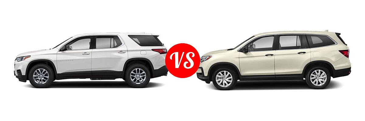 2019 Chevrolet Traverse SUV L / LS vs. 2019 Honda Pilot SUV LX - Side Comparison