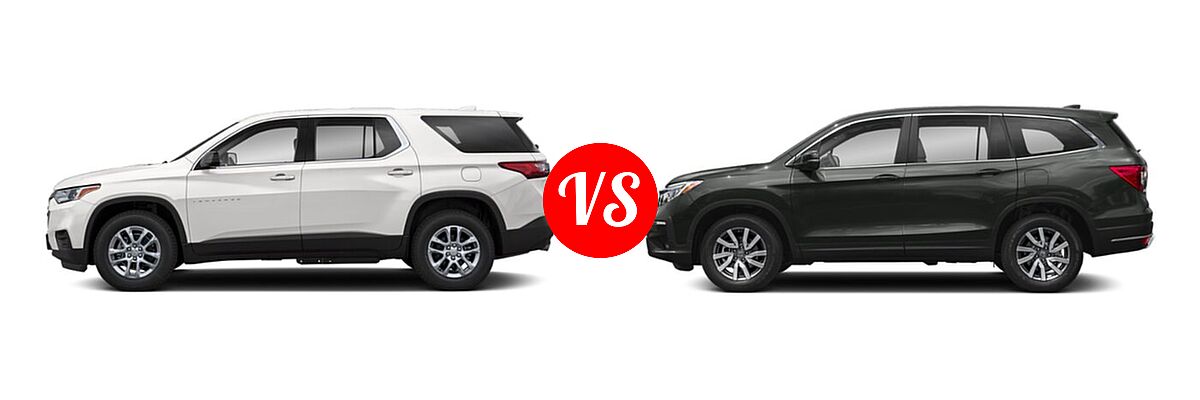 2019 Chevrolet Traverse SUV L / LS vs. 2019 Honda Pilot SUV EX - Side Comparison