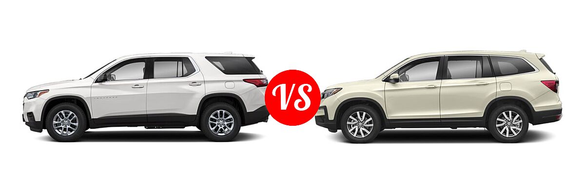 2019 Chevrolet Traverse SUV L / LS vs. 2019 Honda Pilot SUV EX-L - Side Comparison