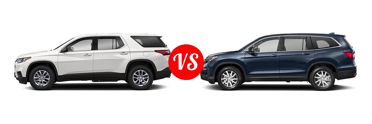 2019 Chevrolet Traverse SUV L / LS vs. 2019 Honda Pilot SUV EX-L w/Navi & RES - Side Comparison