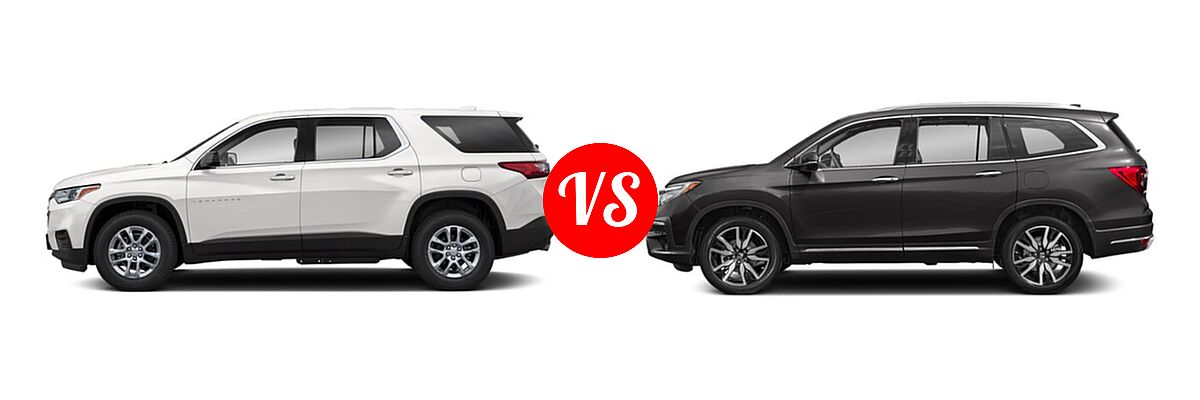 2019 Chevrolet Traverse SUV L / LS vs. 2019 Honda Pilot SUV Elite - Side Comparison