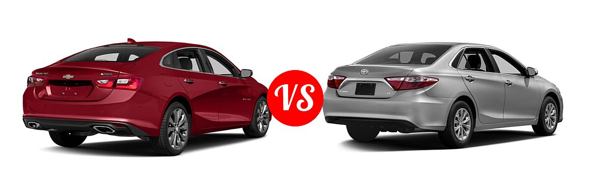 2016 Chevrolet Malibu Sedan Premier vs. 2016 Toyota Camry Sedan LE / XLE - Rear Right Comparison