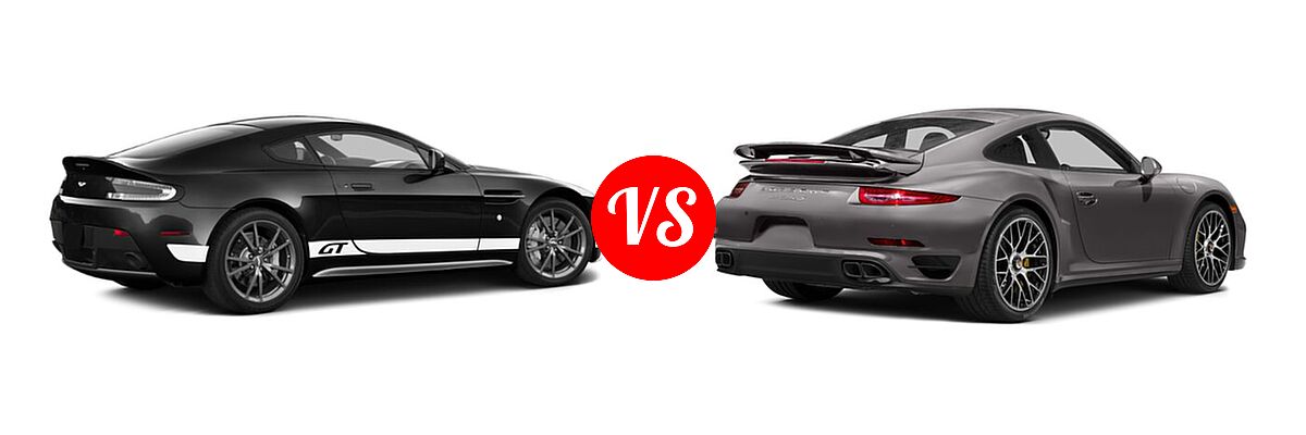 2016 Aston Martin V8 Vantage Coupe GT vs. 2016 Porsche 911 Coupe Turbo / Turbo S - Rear Right Comparison