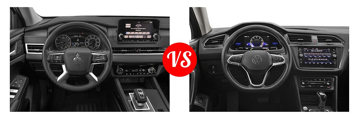 2022 Mitsubishi Outlander SUV ES / SE / SE Launch Edition vs. 2022 Volkswagen Tiguan SUV SE - Dashboard Comparison