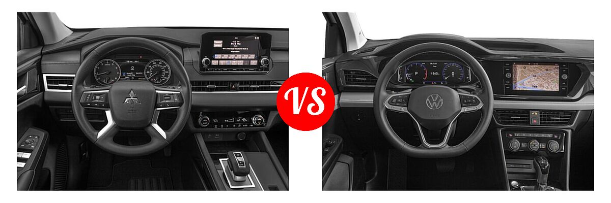 2022 Mitsubishi Outlander SUV ES / SE / SE Launch Edition vs. 2022 Volkswagen Taos SUV SEL - Dashboard Comparison