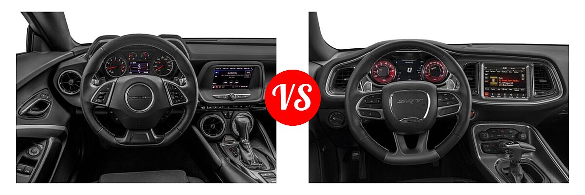 2022 Chevrolet Camaro Coupe 1LS / 1LT / 2LT / 3LT / LT1 vs. 2022 Dodge Challenger Coupe R/T Scat Pack - Dashboard Comparison