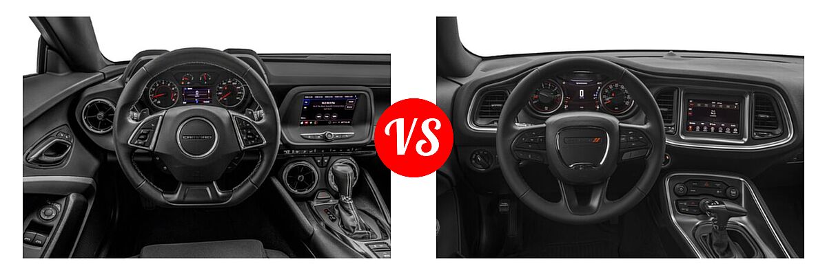 2022 Chevrolet Camaro Coupe 1LS / 1LT / 2LT / 3LT / LT1 vs. 2022 Dodge Challenger Coupe SXT - Dashboard Comparison