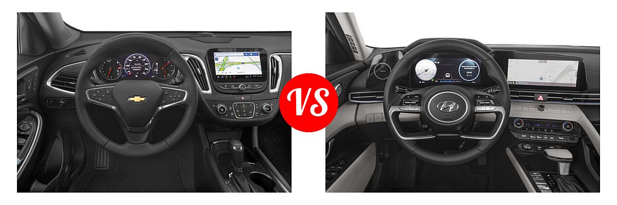 2022 Chevrolet Malibu Sedan Premier vs. 2022 Hyundai Elantra Sedan Hybrid Blue / Limited - Dashboard Comparison