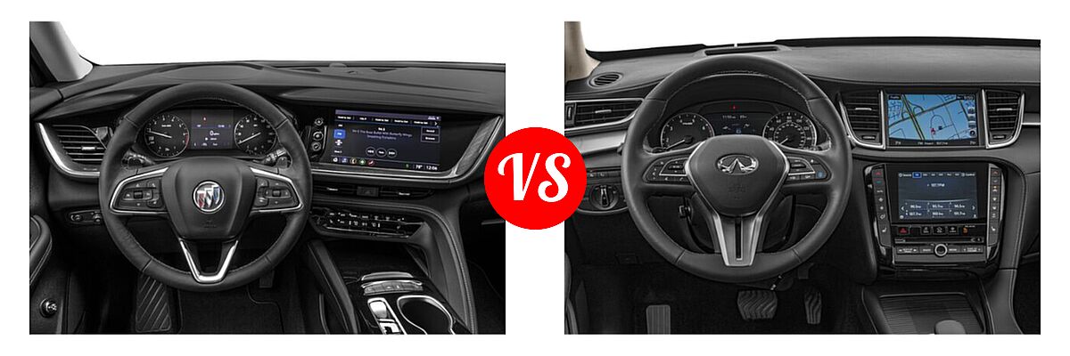 2022 Buick Envision SUV Avenir / Essence / Preferred vs. 2019 Infiniti QX50 SUV ESSENTIAL / LUXE / PURE - Dashboard Comparison