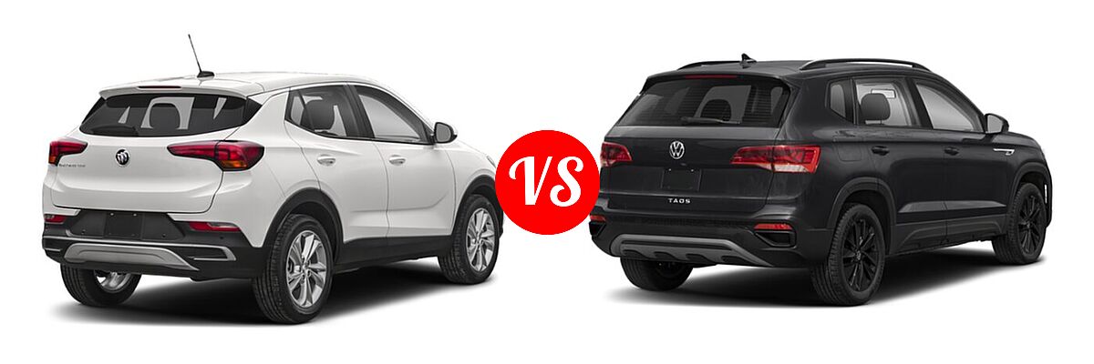2022 Buick Encore GX SUV Preferred / Select vs. 2022 Volkswagen Taos SUV S - Rear Right Comparison