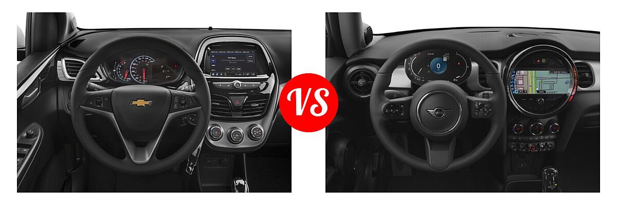 2022 Chevrolet Spark Hatchback 1LT / 2LT / ACTIV / LS vs. 2022 MINI Hardtop 2 Door Hatchback Cooper / Cooper S / Oxford Edition - Dashboard Comparison