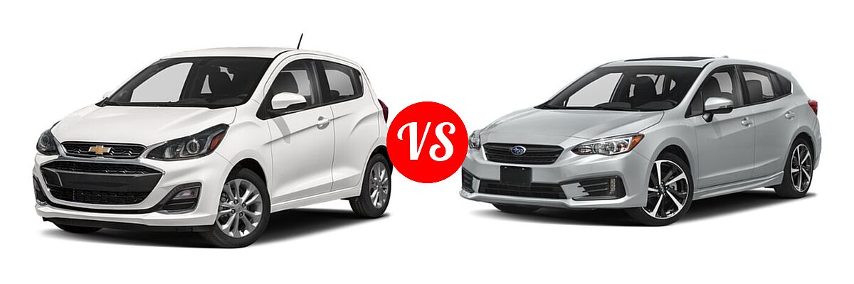 2022 Chevrolet Spark Hatchback 1LT / 2LT / ACTIV / LS vs. 2022 Subaru Impreza Hatchback Sport - Front Left Comparison