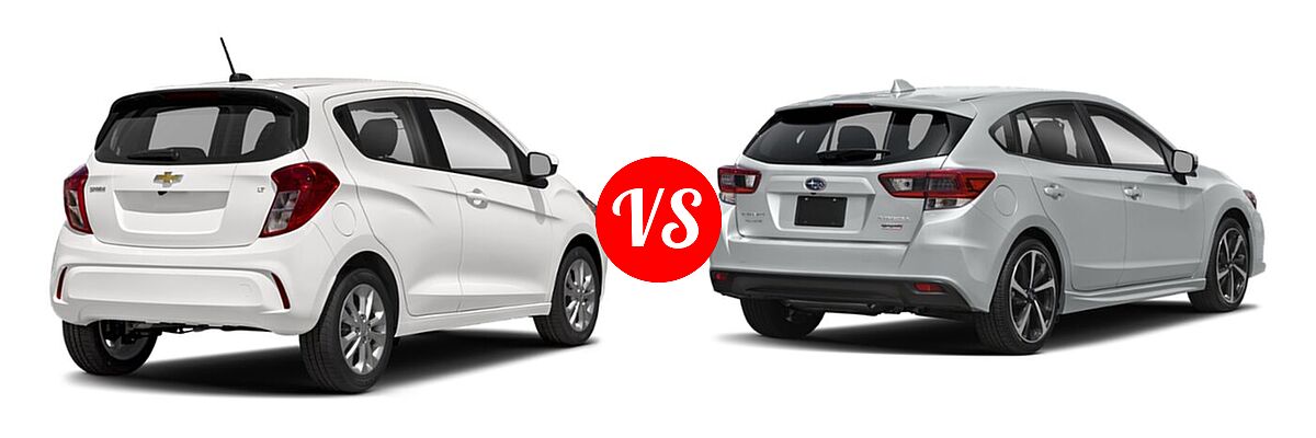 2022 Chevrolet Spark Hatchback 1LT / 2LT / ACTIV / LS vs. 2022 Subaru Impreza Hatchback Sport - Rear Right Comparison