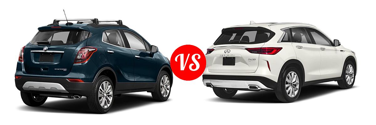 2022 Buick Encore SUV Preferred vs. 2019 Infiniti QX50 SUV ESSENTIAL / LUXE / PURE - Rear Right Comparison
