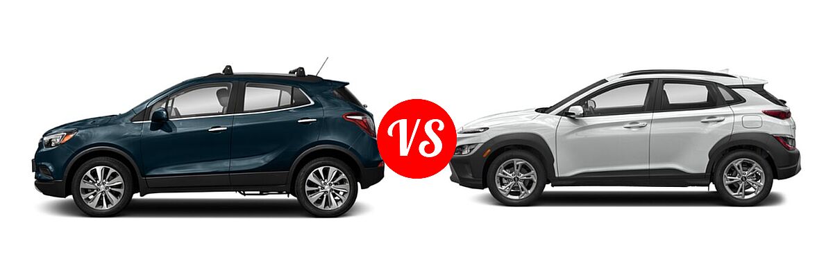 2022 Buick Encore SUV Preferred vs. 2022 Hyundai Kona SUV SEL - Side Comparison
