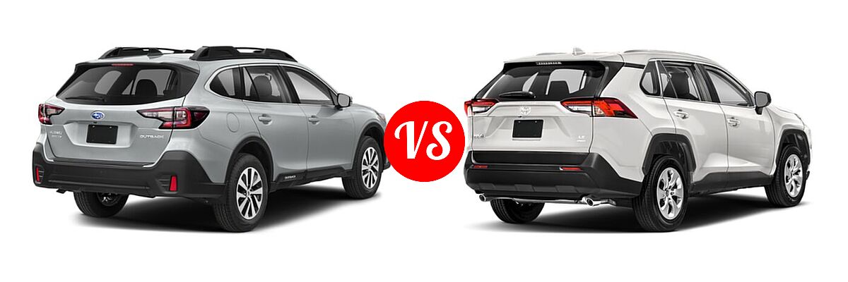 2022 Subaru Outback SUV CVT vs. 2022 Toyota RAV4 SUV LE - Rear Right Comparison