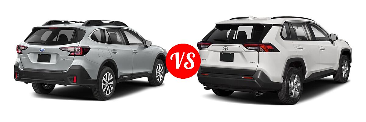 2022 Subaru Outback SUV CVT vs. 2022 Toyota RAV4 SUV XLE / XLE Premium - Rear Right Comparison