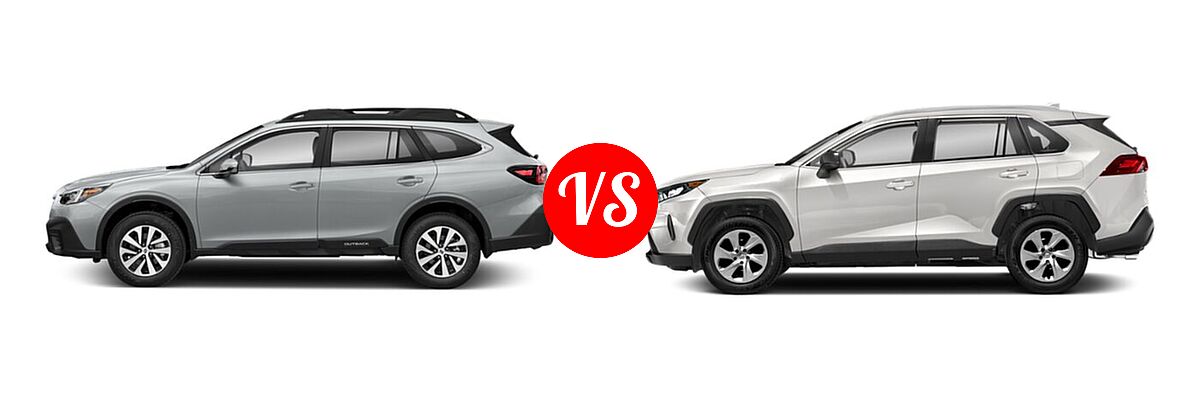 2022 Subaru Outback SUV CVT vs. 2022 Toyota RAV4 SUV LE - Side Comparison