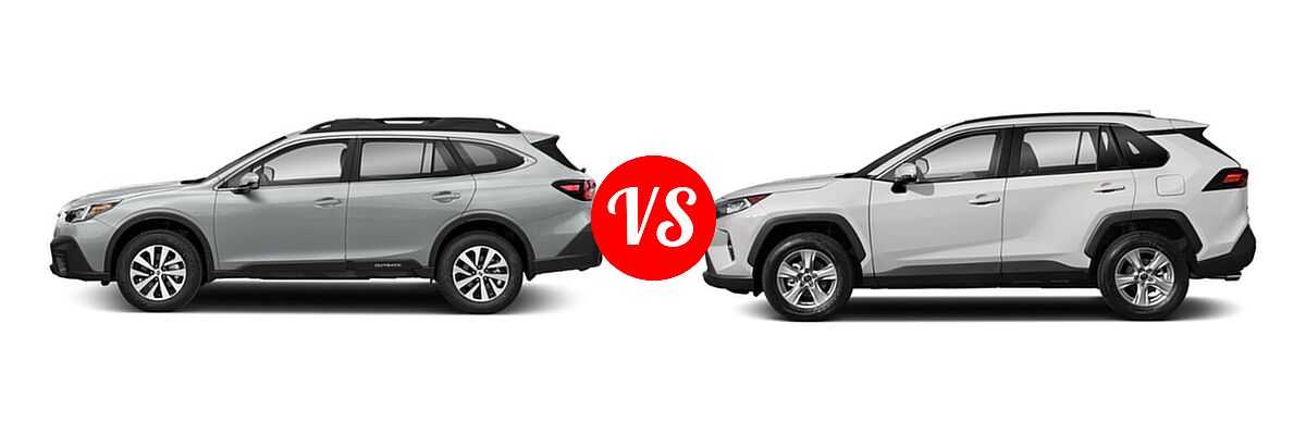 2022 Subaru Outback SUV CVT vs. 2022 Toyota RAV4 SUV XLE / XLE Premium - Side Comparison