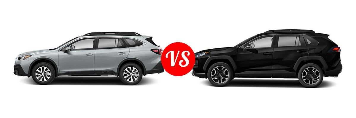 2022 Subaru Outback SUV CVT vs. 2022 Toyota RAV4 SUV Adventure - Side Comparison
