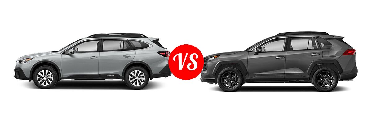 2022 Subaru Outback SUV CVT vs. 2022 Toyota RAV4 SUV TRD Off Road - Side Comparison