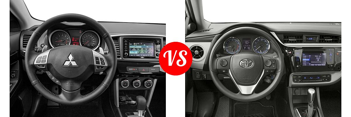 2017 Mitsubishi Lancer Sedan ES / LE / SE / SEL vs. 2017 Toyota Corolla Sedan L / LE / LE Eco / LE Eco w/Package 1 / XLE - Dashboard Comparison