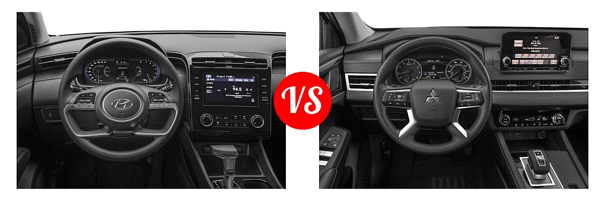 2022 Hyundai Tucson SUV SEL vs. 2022 Mitsubishi Outlander SUV ES / SE / SE Launch Edition - Dashboard Comparison