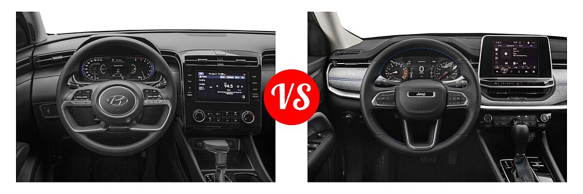 2022 Hyundai Tucson SUV SEL vs. 2022 Jeep Compass SUV (RED) Edition / High Altitude / Latitude / Latitude Lux / Limited / Sport / Trailhawk - Dashboard Comparison