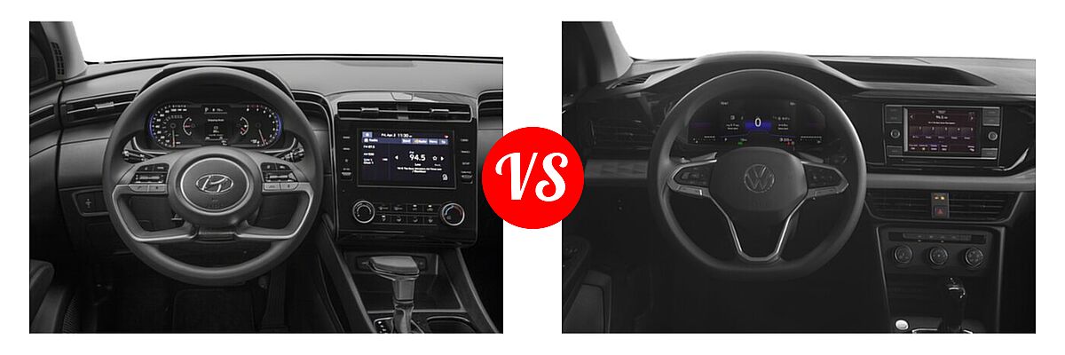 2022 Hyundai Tucson SUV SEL vs. 2022 Volkswagen Taos SUV S - Dashboard Comparison