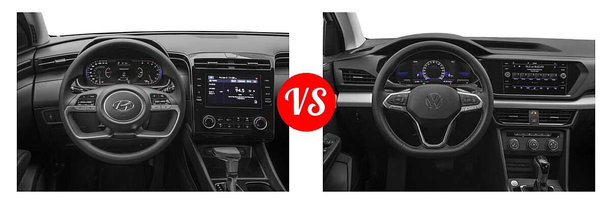 2022 Hyundai Tucson SUV SEL vs. 2022 Volkswagen Taos SUV SE - Dashboard Comparison
