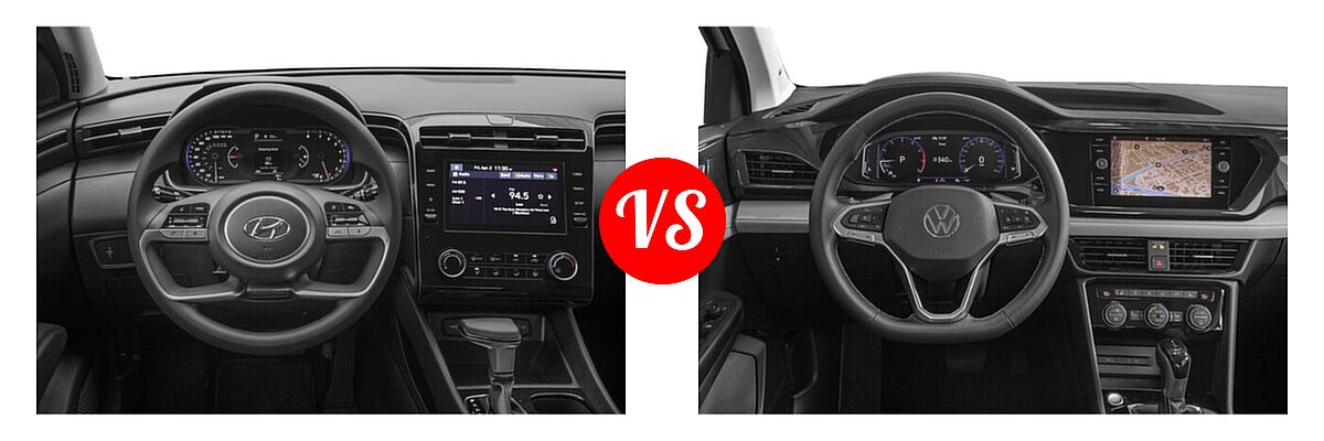 2022 Hyundai Tucson SUV SEL vs. 2022 Volkswagen Taos SUV SEL - Dashboard Comparison