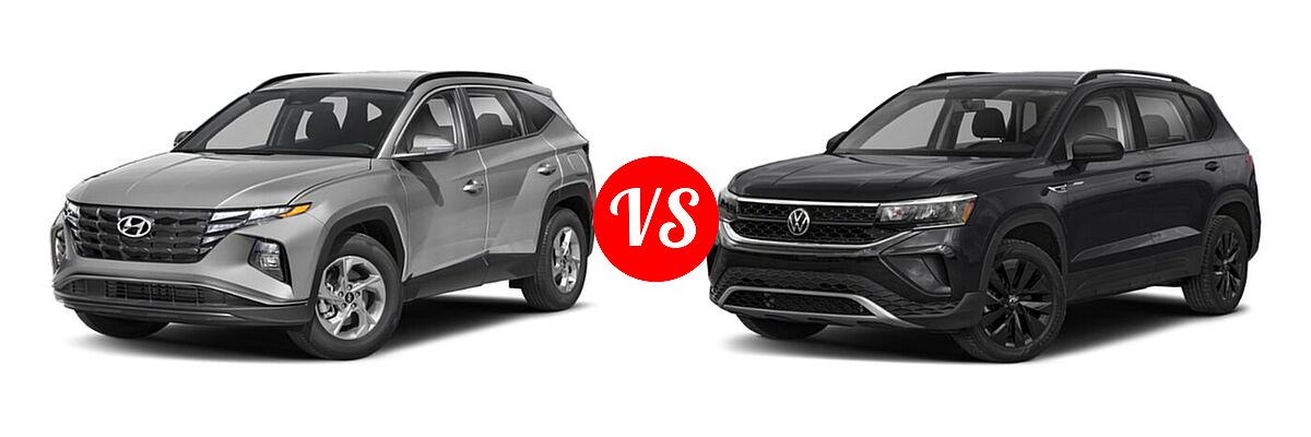 2022 Hyundai Tucson SUV SEL vs. 2022 Volkswagen Taos SUV S - Front Left Comparison
