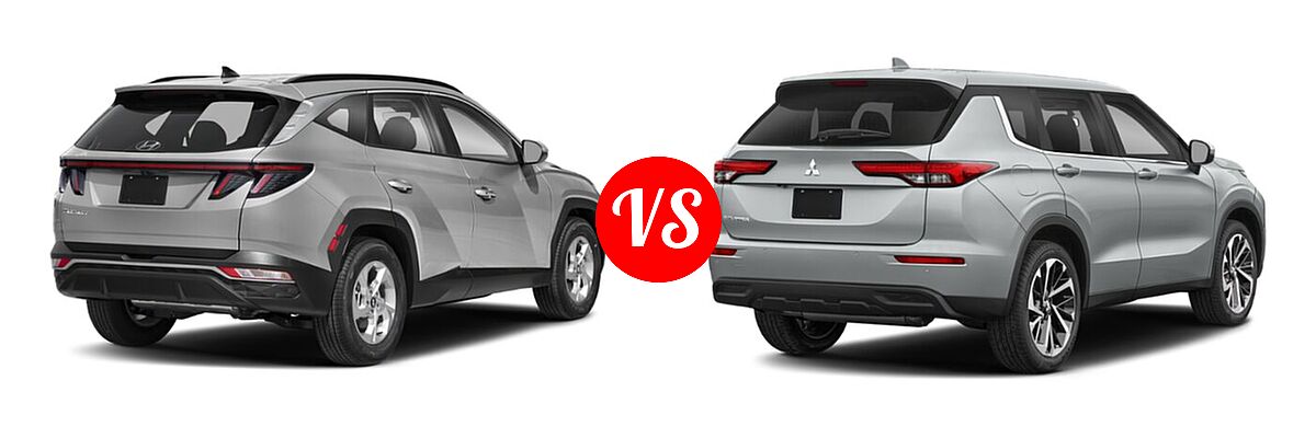 2022 Hyundai Tucson SUV SEL vs. 2022 Mitsubishi Outlander SUV ES / SE / SE Launch Edition - Rear Right Comparison