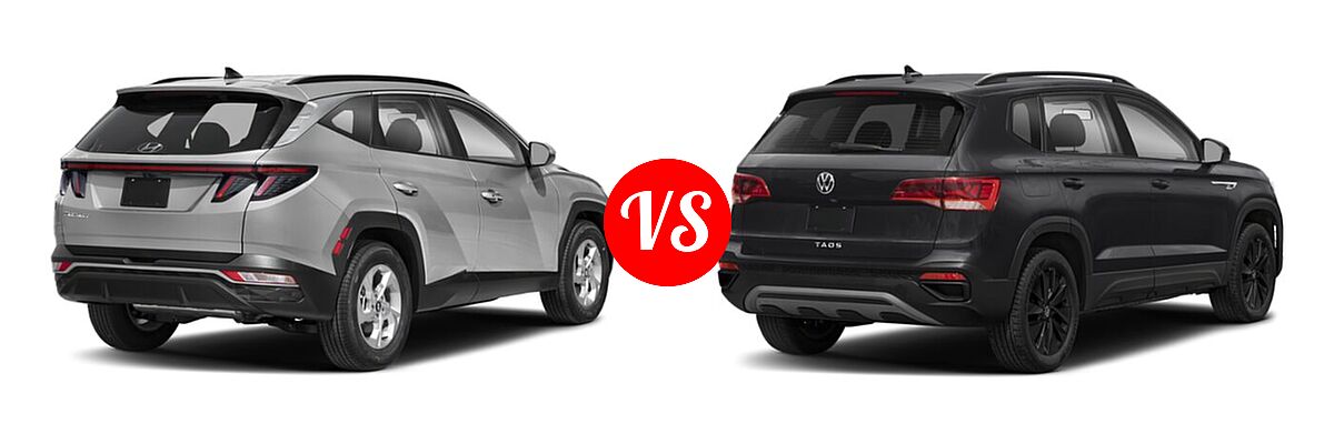 2022 Hyundai Tucson SUV SEL vs. 2022 Volkswagen Taos SUV S - Rear Right Comparison