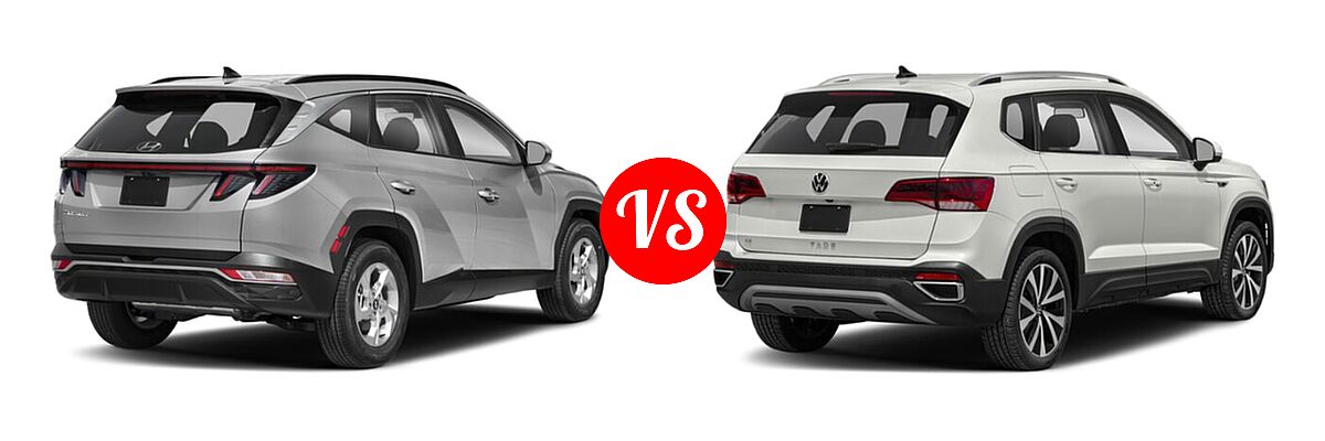 2022 Hyundai Tucson SUV SEL vs. 2022 Volkswagen Taos SUV SE - Rear Right Comparison