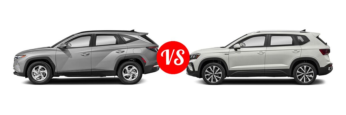 2022 Hyundai Tucson SUV SEL vs. 2022 Volkswagen Taos SUV SE - Side Comparison