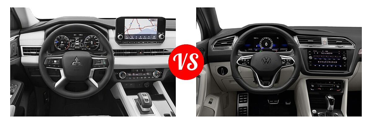 2022 Mitsubishi Outlander SUV SEL / SEL Launch Edition vs. 2022 Volkswagen Tiguan SUV SE R-Line Black - Dashboard Comparison