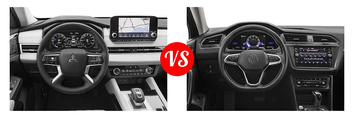 2022 Mitsubishi Outlander SUV SEL / SEL Launch Edition vs. 2022 Volkswagen Tiguan SUV SE - Dashboard Comparison