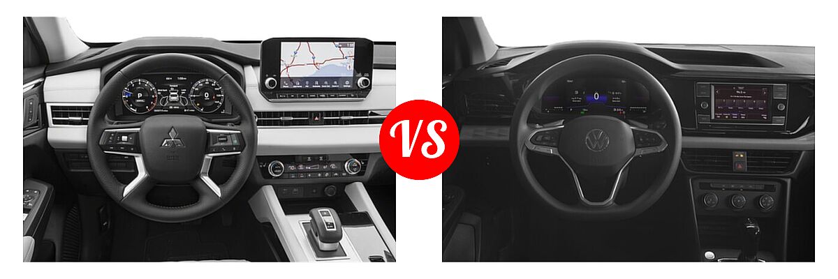 2022 Mitsubishi Outlander SUV SEL / SEL Launch Edition vs. 2022 Volkswagen Taos SUV S - Dashboard Comparison