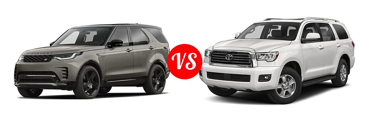 2022 Land Rover Discovery SUV HSE R-Dynamic / S / S R-Dynamic vs. 2022 Toyota Sequoia SUV SR5 - Front Left Comparison
