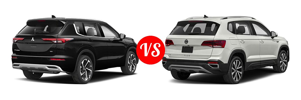 2022 Mitsubishi Outlander SUV SEL / SEL Launch Edition vs. 2022 Volkswagen Taos SUV SE - Rear Right Comparison