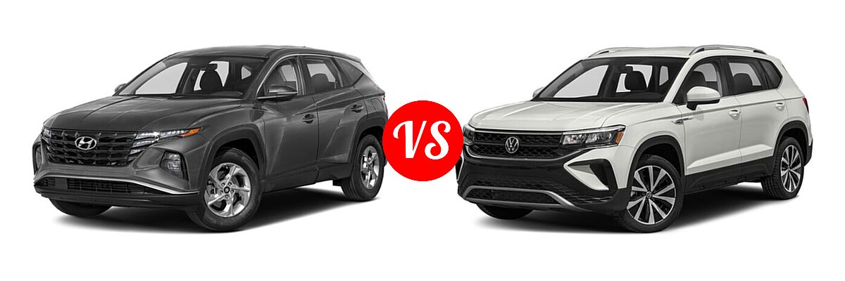 2022 Hyundai Tucson SUV N Line / SE / XRT vs. 2022 Volkswagen Taos SUV SE - Front Left Comparison