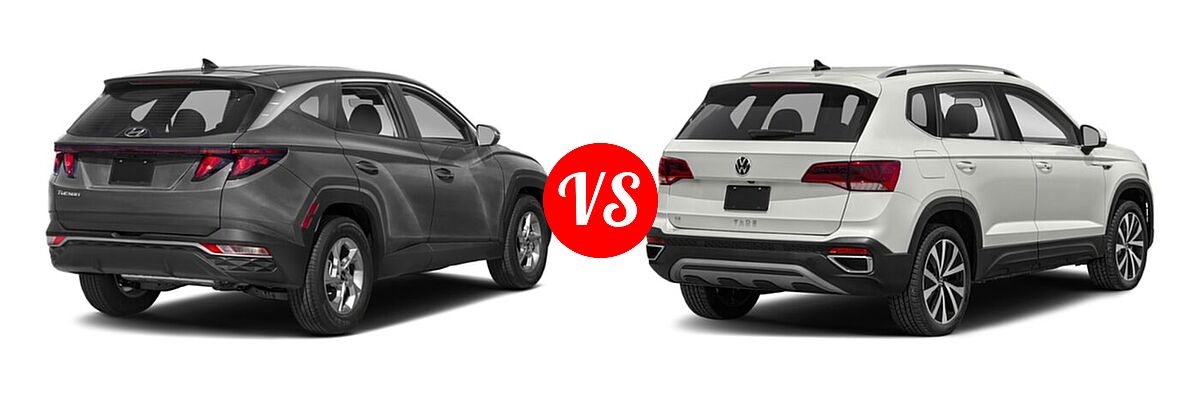 2022 Hyundai Tucson SUV N Line / SE / XRT vs. 2022 Volkswagen Taos SUV SE - Rear Right Comparison